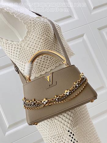 Fortok Louis Vuitton Capucines Mini bag a triple chain adornment Taupe 26.5x14x8cm