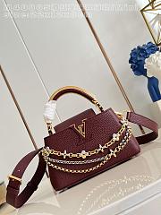 Fortok Louis Vuitton Capucines Mini bag a triple chain adornment Burgundy 22x12x8cm - 6