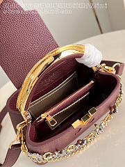 Fortok Louis Vuitton Capucines Mini bag a triple chain adornment Burgundy 22x12x8cm - 4
