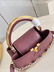 Fortok Louis Vuitton Capucines Mini bag a triple chain adornment Burgundy 26.5x14x8cm  - 4