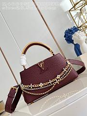 Fortok Louis Vuitton Capucines Mini bag a triple chain adornment Burgundy 26.5x14x8cm  - 2
