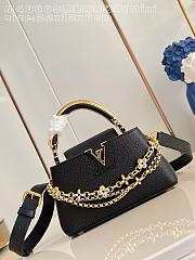 Fortok Louis Vuitton Capucines Mini bag a triple chain adornment Black 22x12x8cm  - 6