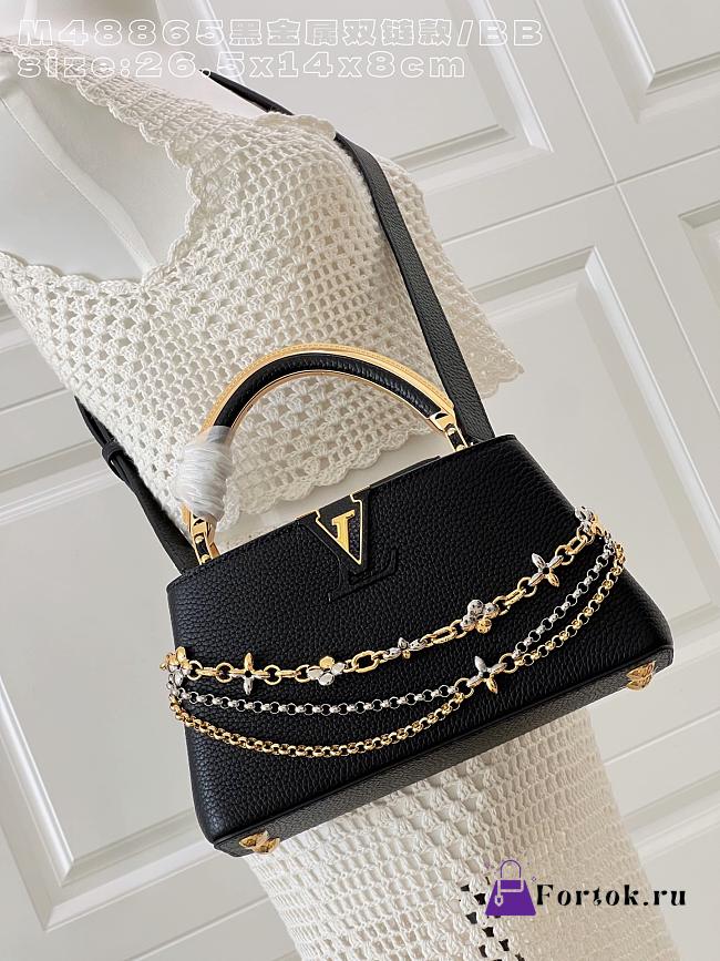 Fortok Louis Vuitton Capucines Mini bag a triple chain adornment Black 26.5x14x8cm - 1