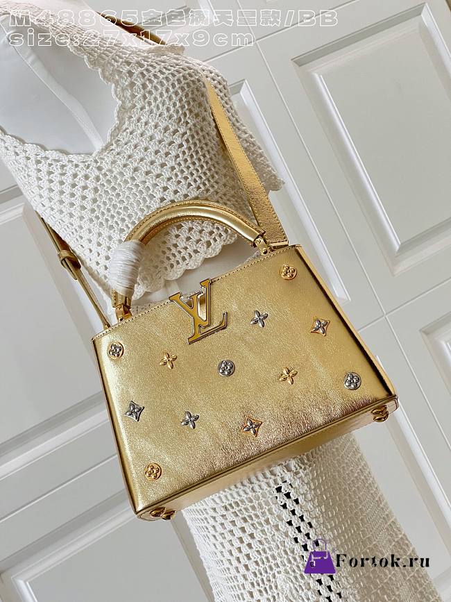Fortok Louis Vuitton Mini Capucines shimmering Gold-tone calfskin leather 27 x 9 x 18cm - 1
