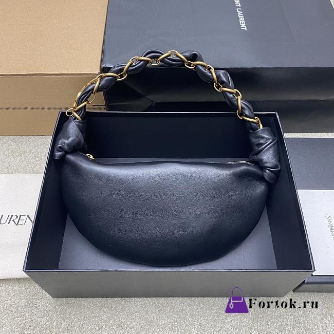 Fortok Saint Laurent Amalia 26ss Hobo Bag Leather Black 19x13x10cm - 1
