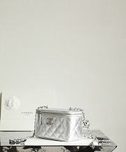 Fortok Chanel Vanity Case Silver Bag 10x17x8cm - 6