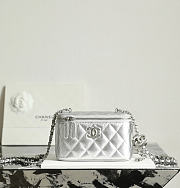 Fortok Chanel Vanity Case Silver Bag 10x17x8cm - 3