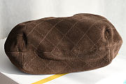 Fortok Chanel Drawstring Bag with Resin/Tortoiseshell Handle Suede Chocolate Brown 24x18x12cm  - 3