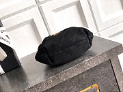 Fortok Chanel Mini Drawstring Bag with Resin/Tortoiseshell Handle Suede Black 9x12x5cm - 4