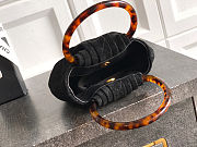 Fortok Chanel Mini Drawstring Bag with Resin/Tortoiseshell Handle Suede Black 9x12x5cm - 3