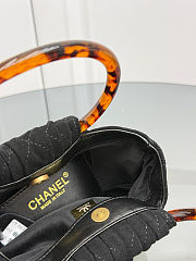 Fortok Chanel Drawstring Bag with Resin/Tortoiseshell Handle Suede Black 24x18x12cm - 4