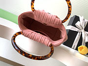 Fortok Chanel Drawstring Bag with Resin/Tortoiseshell Handle Suede Pink 24x18x12cm - 2