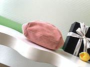 Fortok Chanel Drawstring Bag with Resin/Tortoiseshell Handle Suede Pink 24x18x12cm - 5