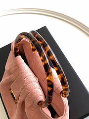 Fortok Chanel Drawstring Bag with Resin/Tortoiseshell Handle Suede Pink 24x18x12cm - 4