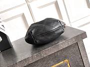 Fortok Chanel Mini Drawstring Bag with Resin/Tortoiseshell Handle Leather Black 9x12x5cm - 6