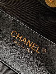 Fortok Chanel Drawstring Bag with Resin/Tortoiseshell Handle Leather Black 24x18x12cm - 6