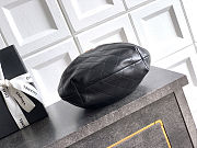 Fortok Chanel Drawstring Bag with Resin/Tortoiseshell Handle Leather Black 24x18x12cm - 4