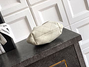 Fortok Chanel Mini Drawstring Bag with Resin/Tortoiseshell Handle Leather White 9x12x5cm - 3