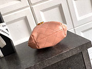 Fortok Chanel Mini Drawstring Bag with Resin/Tortoiseshell Handle Leather Salmon Pink 9x12x5cm - 3