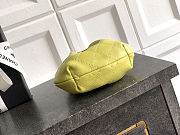 Fortok Chanel Mini Drawstring Bag with Resin/Tortoiseshell Handle Leather Lime Yellow 9x12x5cm - 4