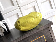 Fortok Chanel Mini Drawstring Bag with Resin/Tortoiseshell Handle Leather Lime Yellow 24x18x12cm - 4