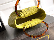 Fortok Chanel Mini Drawstring Bag with Resin/Tortoiseshell Handle Leather Lime Yellow 24x18x12cm - 3