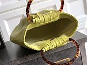 Fortok Chanel Mini Drawstring Bag with Resin/Tortoiseshell Handle Leather Lime Yellow 26x32x14cm - 4
