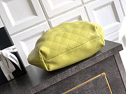 Fortok Chanel Mini Drawstring Bag with Resin/Tortoiseshell Handle Leather Lime Yellow 26x32x14cm - 5