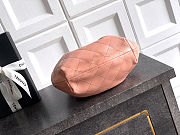 Fortok Chanel Mini Drawstring Bag with Resin/Tortoiseshell Handle Leather Salmon Pink 24x18x12cm - 3