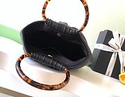 Fortok Chanel Mini Drawstring Bag with Resin/Tortoiseshell Handle Leather Black 26x32x14cm - 5