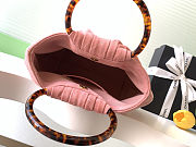 Fortok Chanel Mini Drawstring Bag with Resin/Tortoiseshell Handle Suede Pink 26x32x14cm - 5