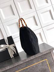 Fortok Chanel Mini Drawstring Bag with Resin/Tortoiseshell Handle Suede Black 26x32x14cm - 5