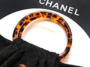 Fortok Chanel Mini Drawstring Bag with Resin/Tortoiseshell Handle Suede Black 26x32x14cm - 2