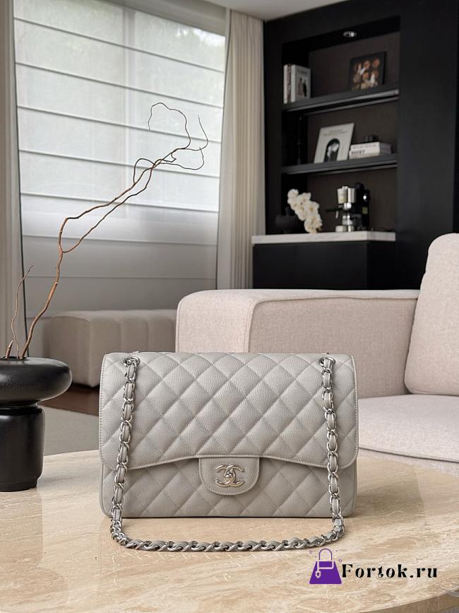Fortok Chanel Flap Bag CF30 Light Grey 30cm - 1