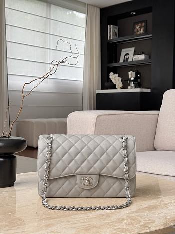Fortok Chanel Flap Bag CF30 Light Grey 30cm