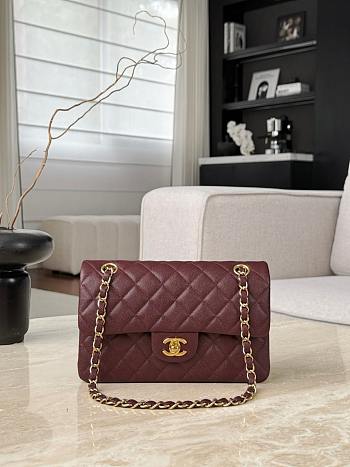 Fortok Chanel Flap Bag CF23 Burgundy 14.5x23x6cm