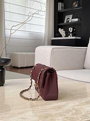 Fortok Chanel Flap Bag CF23 Burgundy 14.5x23x6cm - 6