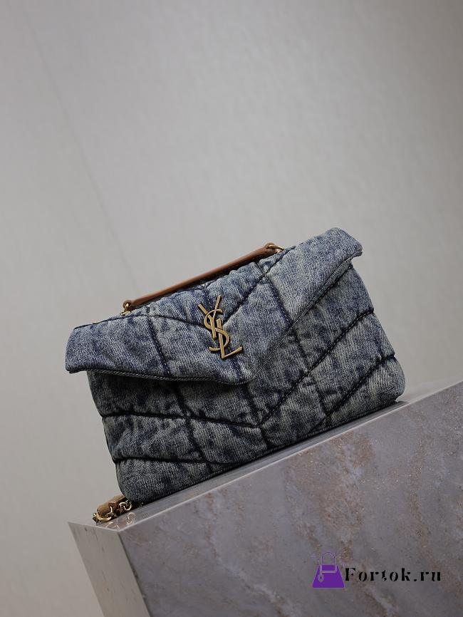 Fortok Saint Laurent Loulou Puffer Denim 23×15.8×5.8cm - 1