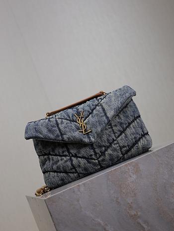 Fortok Saint Laurent Loulou Puffer Denim 23×15.8×5.8cm