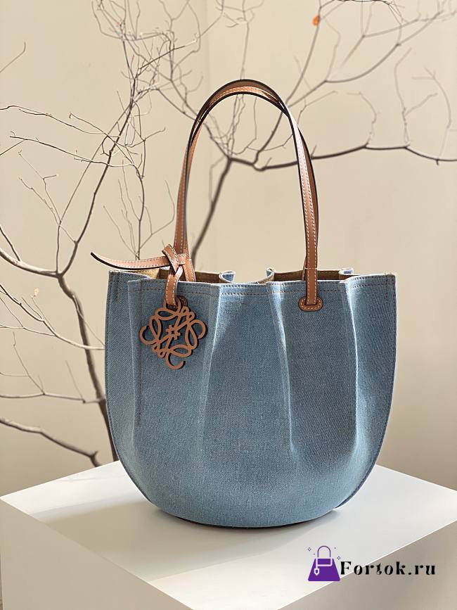 Fortok Loewe Paula's Ibiza Shell tote bag Denim 28*27*12cm - 1