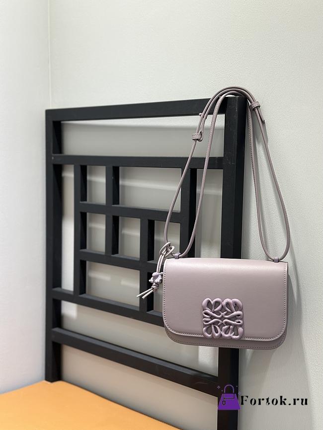 Fortok Loewe Goya Small leather shoulder bag Light Purple 19*6*13.5cm - 1