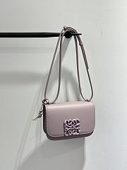 Fortok Loewe Goya Small leather shoulder bag Light Purple 19*6*13.5cm - 6