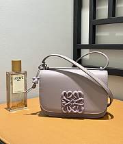 Fortok Loewe Goya Small leather shoulder bag Light Purple 19*6*13.5cm - 4