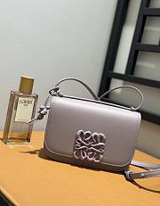 Fortok Loewe Goya Small leather shoulder bag Light Purple 19*6*13.5cm - 5