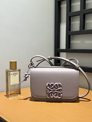 Fortok Loewe Goya Small leather shoulder bag Light Purple 19*6*13.5cm - 2