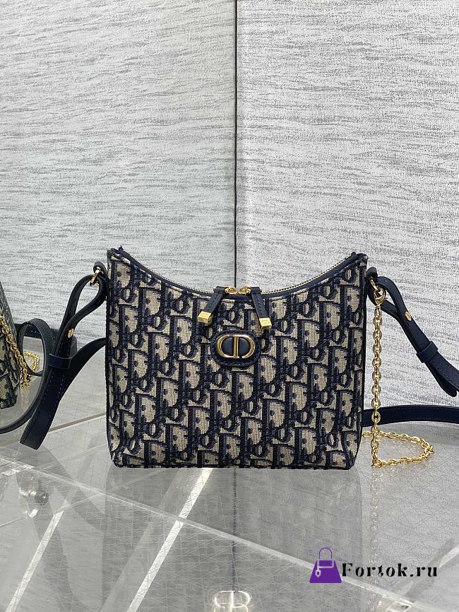 Fortok Dior 30 Montaigne Diorling mini bag in blue Dior Oblique jacquard 19x17x7cm - 1