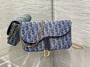 Fortok Dior Saddle Pouch with Chain in blue denim Dior Oblique jacquard 21.5*12.5*3.7cm - 1