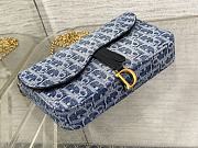 Fortok Dior Saddle Pouch with Chain in blue denim Dior Oblique jacquard 21.5*12.5*3.7cm - 4
