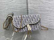 Fortok Dior Saddle Pouch with Chain in blue Dior Oblique jacquard 21.5*12.5*3.7cm - 1
