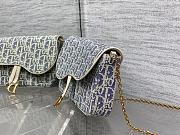 Fortok Dior Saddle Pouch with Chain in blue Dior Oblique jacquard 21.5*12.5*3.7cm - 4